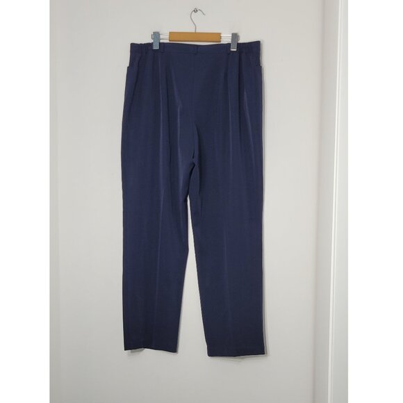 Stephanie Blue Pockets High Rise Straight Wide Leg Dress Pants Plus Size 20 - Picture 2 of 12